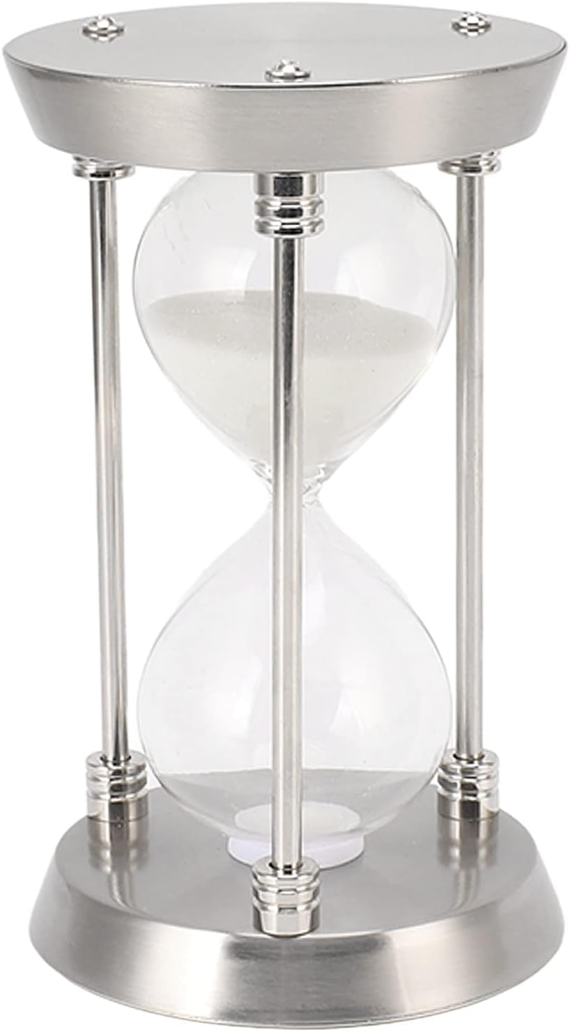 Pyenhdi Silver Hourglass Sand Timer, Metal Hourglass Sand Timer Vintage Decorative High Glossy(,M 30Min)