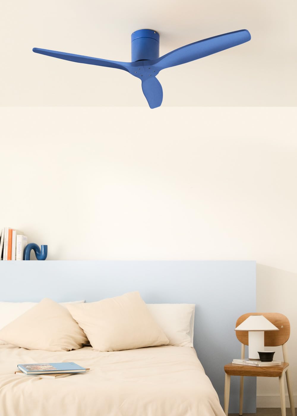 CREATE / WINDCALM M/Ventilatore da soffitto blu cobalto con telecomando / 40W, silenzioso, ABS, Ø132 cm, 6 velocità, timer, funzione estate-inverno