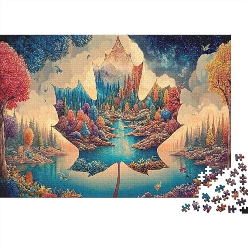 Puzzle Libro d'Autunno 1000 Pezzi Materiale Ecologico Premium Antistress Unico Castello Fantastico per Adulti e Oltre 14 Anni 38x26cm/1000pcs
