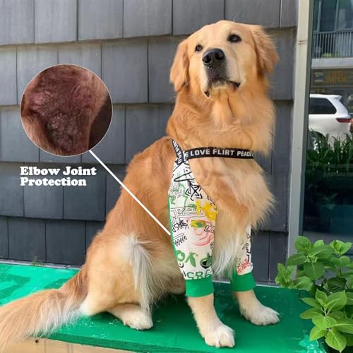 Image of Dog Elbow Pads Knee Protector Wraps Elbow Callus Treatment Sleeve for Wounds Front Legs Stop Licking Medium Large Dogs XL, Graffiti