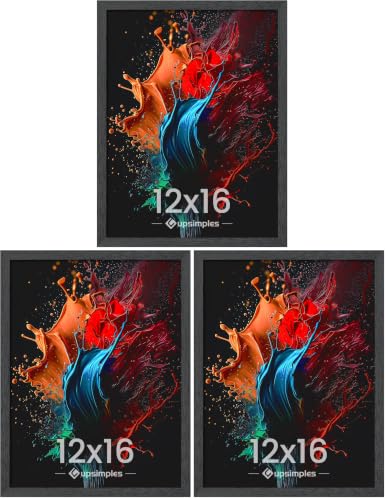 Image of upsimples 12x16 Picture Frame, Wall Gallery Photo Frames with Engineered Wood, Black 3 Pack