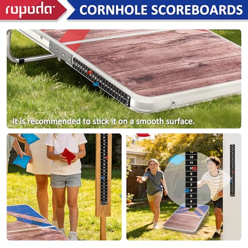 Image of ropoda Cornhole Board Set with Score Sheet, 4x2 /3x2 FT Regulation Size Corn Hole Games for Adults with Lightweight Aluminum Alloy Edging, Yard /Outdoor /Backyard Games