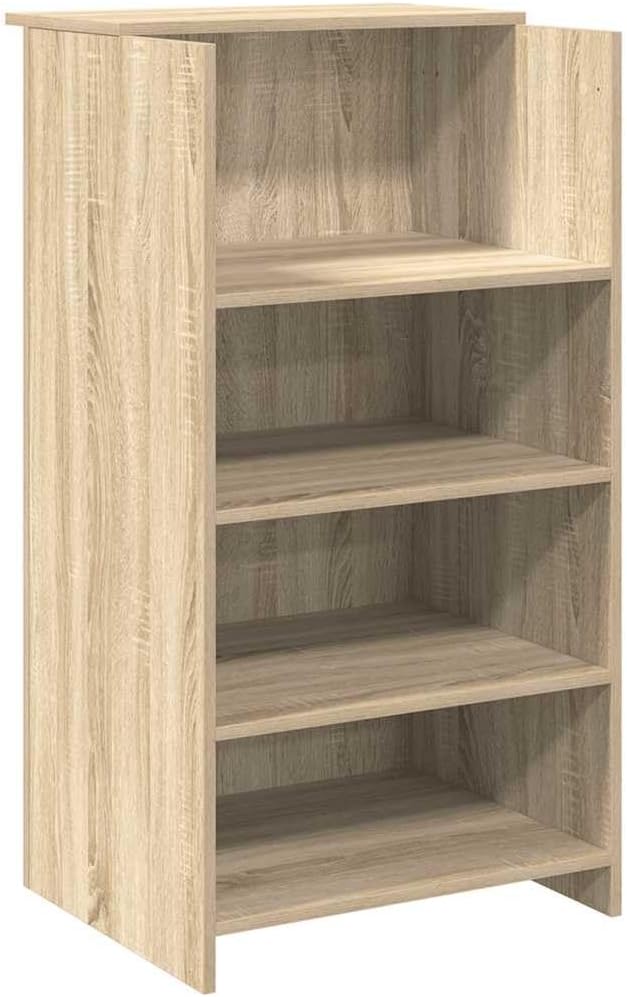 vidaXL Sonoma Oak Reception Desk Engineered Wood 21.7in X 19.7in 40.7in | Modern Wall Mounted Office Furniture with Built in Shelves Ideal for Business Use Front Counter Bar
