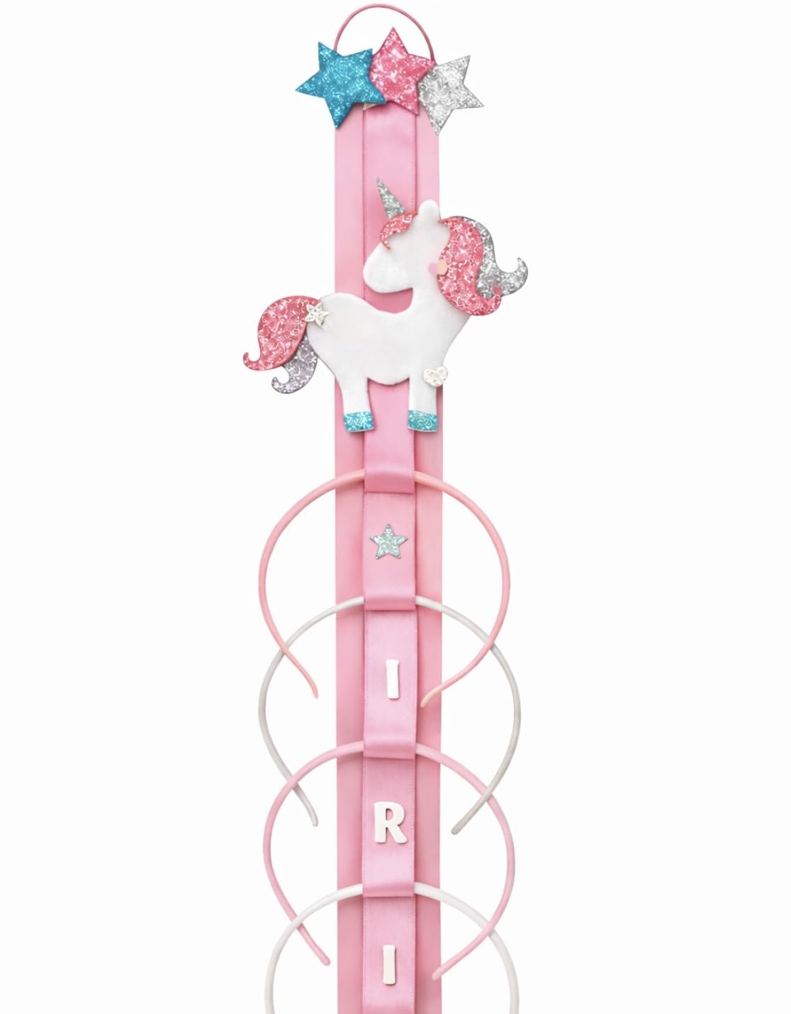 Generico TULLE E MERAVIGLIE Porta Cerchietti Bambina Unicorno Personalizzato con Nome Salvaspazio da Appendere in Cameretta Fatto a Mano in Italia Idea Regalo Compleanno Natale Nascita