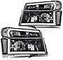 CHEDA LED DRL Headlights, Compatible with 2004 2005 2006 2007 2008 2009 2010 2011 2012 GMC Canyon/ Chevy Colorado Headlights Assembly Bumper Lights 4pcs（Clear lens Black Housing Clear Reflector）