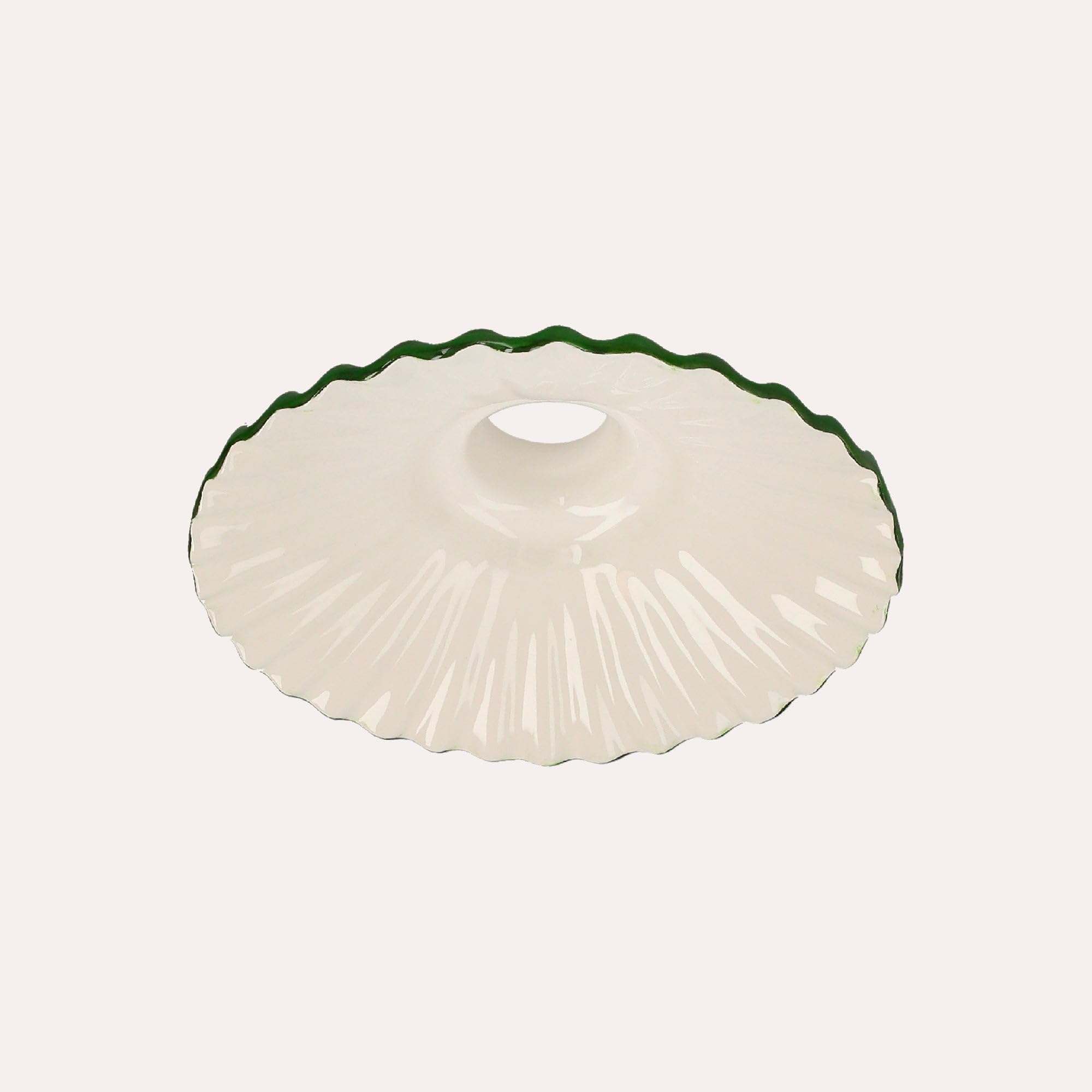 KEYHOME | Paralume in Ceramica Bianca con Bordo Verde