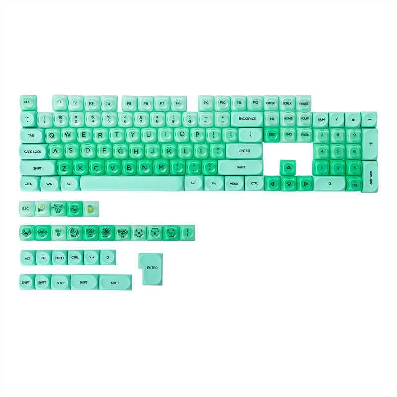 Image of PBT Jelly Keycaps, 132 Keys HOA Profile Keycaps, Green Key caps, Cute Custom Keycap for MX Switches Mechanical Keyboard