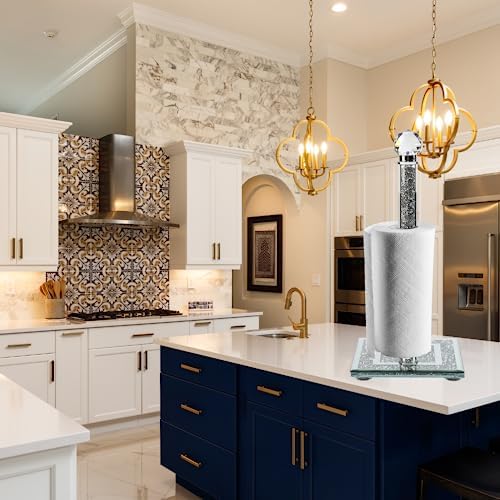 ProTech Silver Crushed Diamond Crystal Filled Tissue Roll Holder, Crystal Kitchen Roll Holder, Kitchen Freestanding Holder, Best Option to Gift, Tissue Holder, Diamante Sparkle Bling Accessories