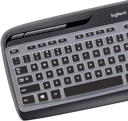 Image of OJOS Keyboard Cover for Logitech MK320 K330 MK335 YR002 /Y-R0009 Wireless Keyboard, Ultra Thin Silicone Keyboard Protector Skin Logitech MK320 K330 MK335 Accessories-Black
