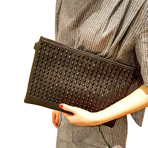 Segater® Women & Men Rivet Clutch Ladies Punk Style Purses Soft Leather Studded Cell Phone Shoulder Bag Crossbody Bag #TOP7
