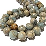 ABCGEMS African Aqua Terra Jasper Beads (Exquisite Matrix- Grade AA) Crystal Chakra Energy Healing Stone DIY Jewelry Making Smooth Round 10mm