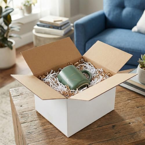 Image of HORLIMER 8x6x6 Shipping Boxes Set of 40, White Corrugated Cardboard Mailer Box for Packing Small Business