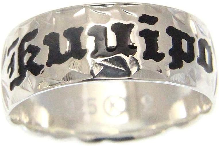 925 Sterling Silver Hawaiian plumeria scroll black enamel Kuuipo 8mm cut out ring size 4-14