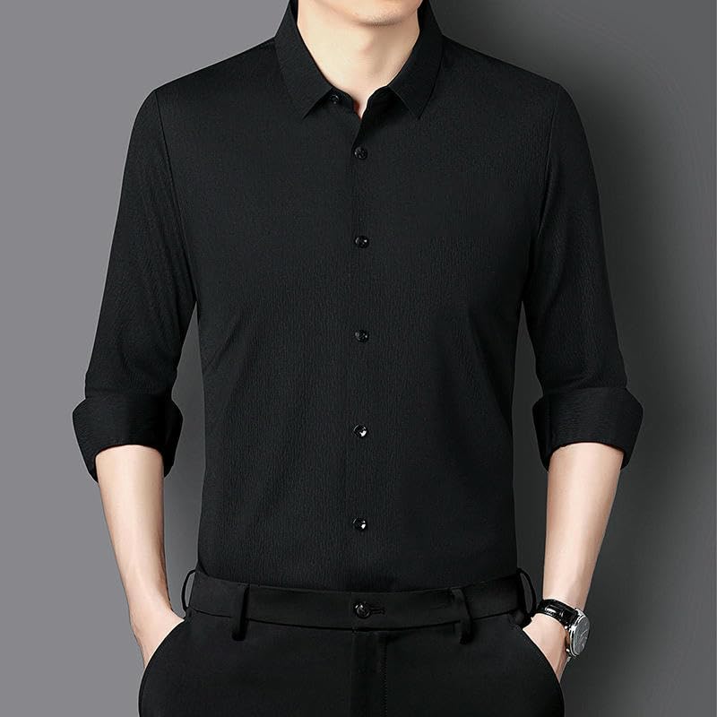 Blusa de primavera monocolor manga larga transpirable masculina 6