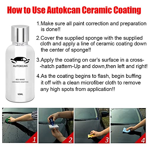 image for Autokcan Nano Ceramic Coating for Cars, 10H High Gloss 50ML Anti-Scrat
