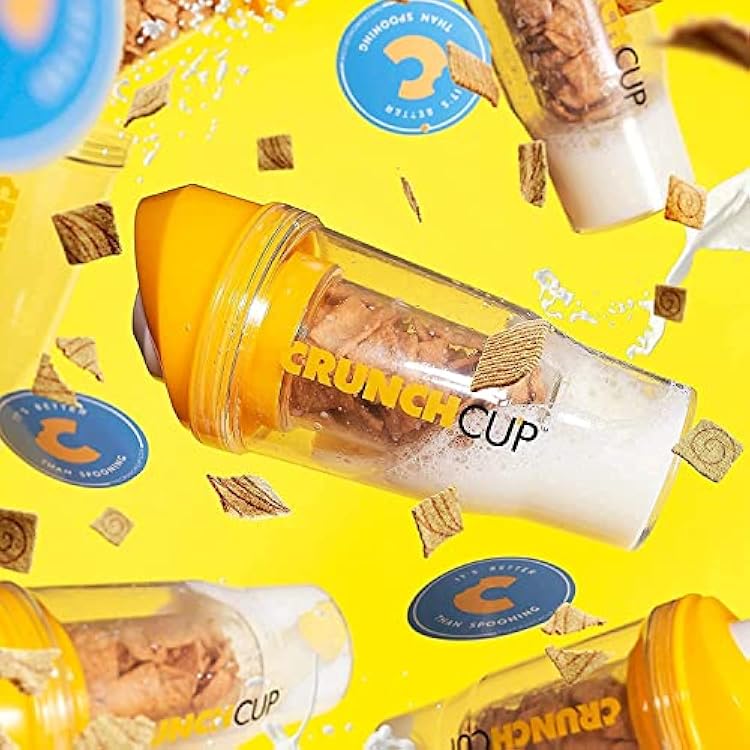 CRUNCHCUP Bundle & Save on Two Portable Cereal Tumblers - No Spoon, No Bowl, It's Cereal on the Go [Green & Yellow]