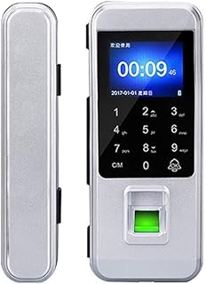 JUJETO Employee Time Clock, Glass Door Fingerprint Lock Office Fingerprint Password Swipe Remote Control Electronic Lock Time Attendance Machine Office Punch Clock, Fingerprint Attendance
