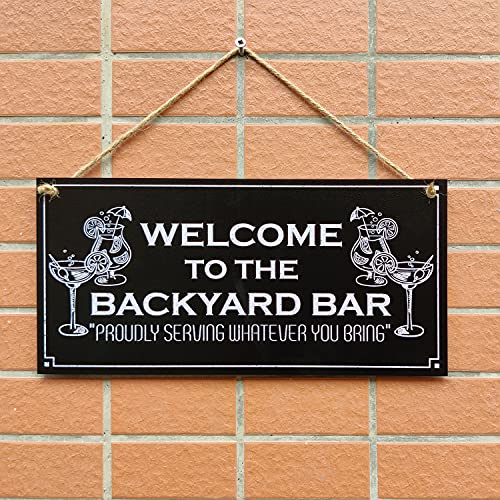 Carispibet Welcome To The Backyard Bar Home Signs Outdoor Signs Porch Decorative Plaques Kitchen Signs 6" X 12" #TOP4
