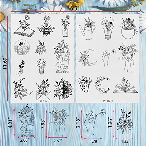 20 Pcs Hand Sewing Stabilizers,Water Soluble Stabilizer,Stick And Stitch Self Adhesive Adhesive Wash Away Stabilizer With Pre-Printed Flower Patterns For Embroidery Hand Sewing Lover Beginners #TOP1