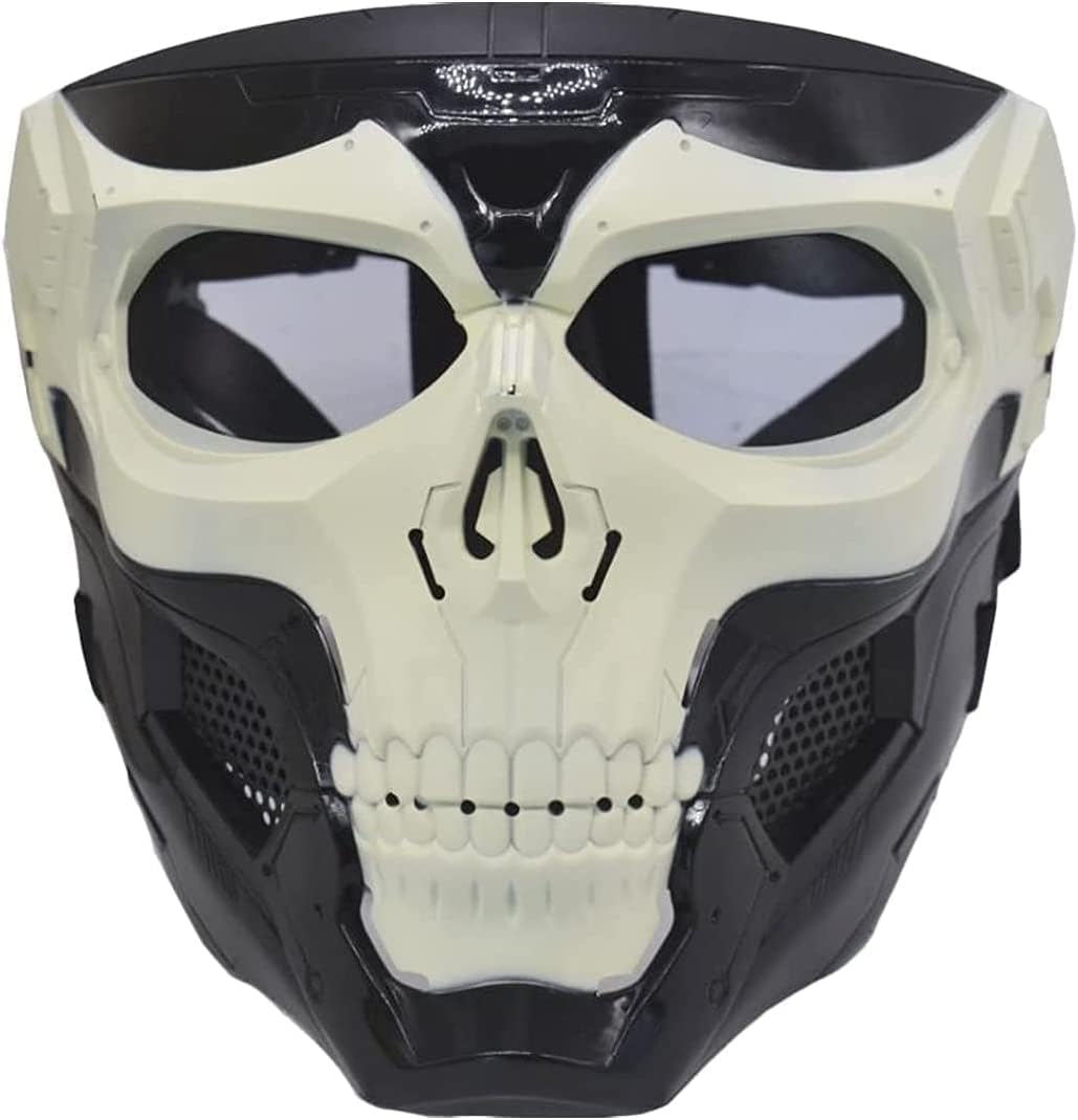 Airsoft Half Face Skull Masks Balaclava Mask,Tactical Face Protection Mesh Mask for Halloween Cosplay Paintball CS Games