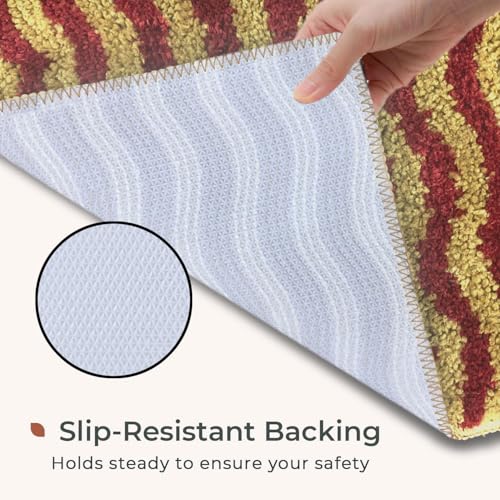Image of Luxe Home Berlin Bath Mat Super Soft Microfiber 2200 GSM Bathroom Mats Water Soak Anti-Skid Door Mats for Home Combo, Bedroom, Floor Mat 38x58 cm (Cherry) Pack of 2
