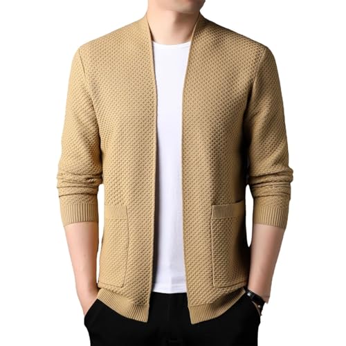 Men Slim Fit Knitted Cardigan Solid Casual Korean Sweatercoats Outerwear4