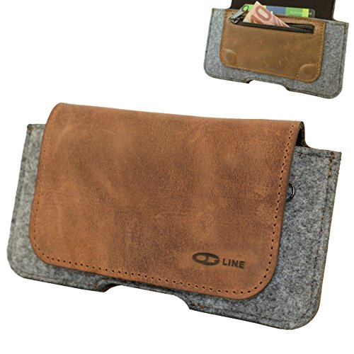 OrLine Étui de Ceinture pour Blackberry Passport. Étui Housse de Protection Coque en Feutre et Un Vrai Cuir