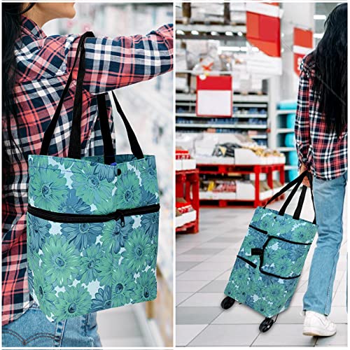 Andiker Faltbarer Einkaufstrolley, Oxford-Gewebe, flexible Einkaufstasche mit faltbaren Rädern, um Kraft zu sparen… – Bild 7