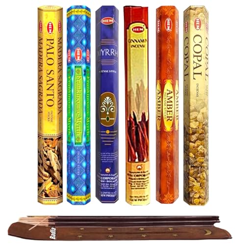 Consejos para Comprar Incienso más recomendados. 46 BADLA Incienso HEM AGLAN Mayoreo | Paquete de 6 Tubos Hexagonales de 20 Varitas con Porta Incienso de Madera | Distintos Aromas Hechos a Mano en la India | Colecciones (Colección...