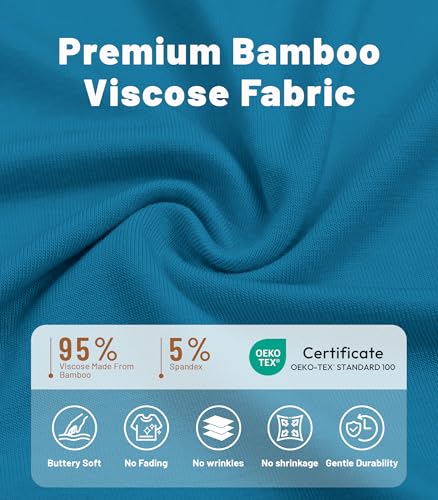 Image of NACHILA Nightgowns for Women-Viscose Made from Bamboo, V Neck Sleepshirts Short Sleeve Sleepwear Cool Nightshirt