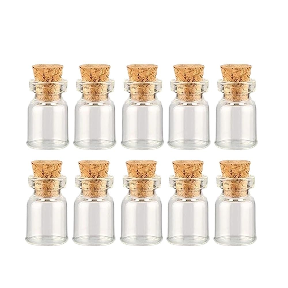 EJvkrbtx 10 Mini Clear Empty Glass Drifting Bottles With Cork Stoppers For Storage And Decoration