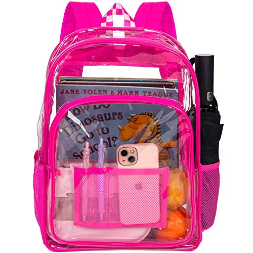 Ufndc Clear Backpack For Women And Men, Heavy Duty Backpacks, See Through Pvc Transparent Bookbag - Rose Red #TOP15