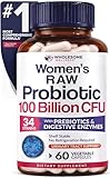 Wholesome Wellness Dr. Formulated Raw Probiotics for Women 100 Billion CFUs Capsules with Prebiotics, Digestive Enzymes, Approved for Adults, Shelf Stable Supplement