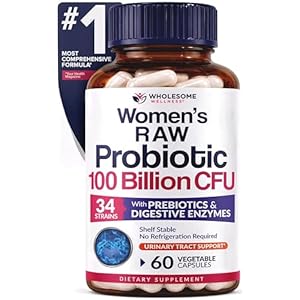 Wholesome Wellness Dr. Formulated Raw Probiotics for Women 100 Billion CFUs Capsules with Prebiotics, Digestive Enzymes, Approved for Adults, Shelf Stable Supplement