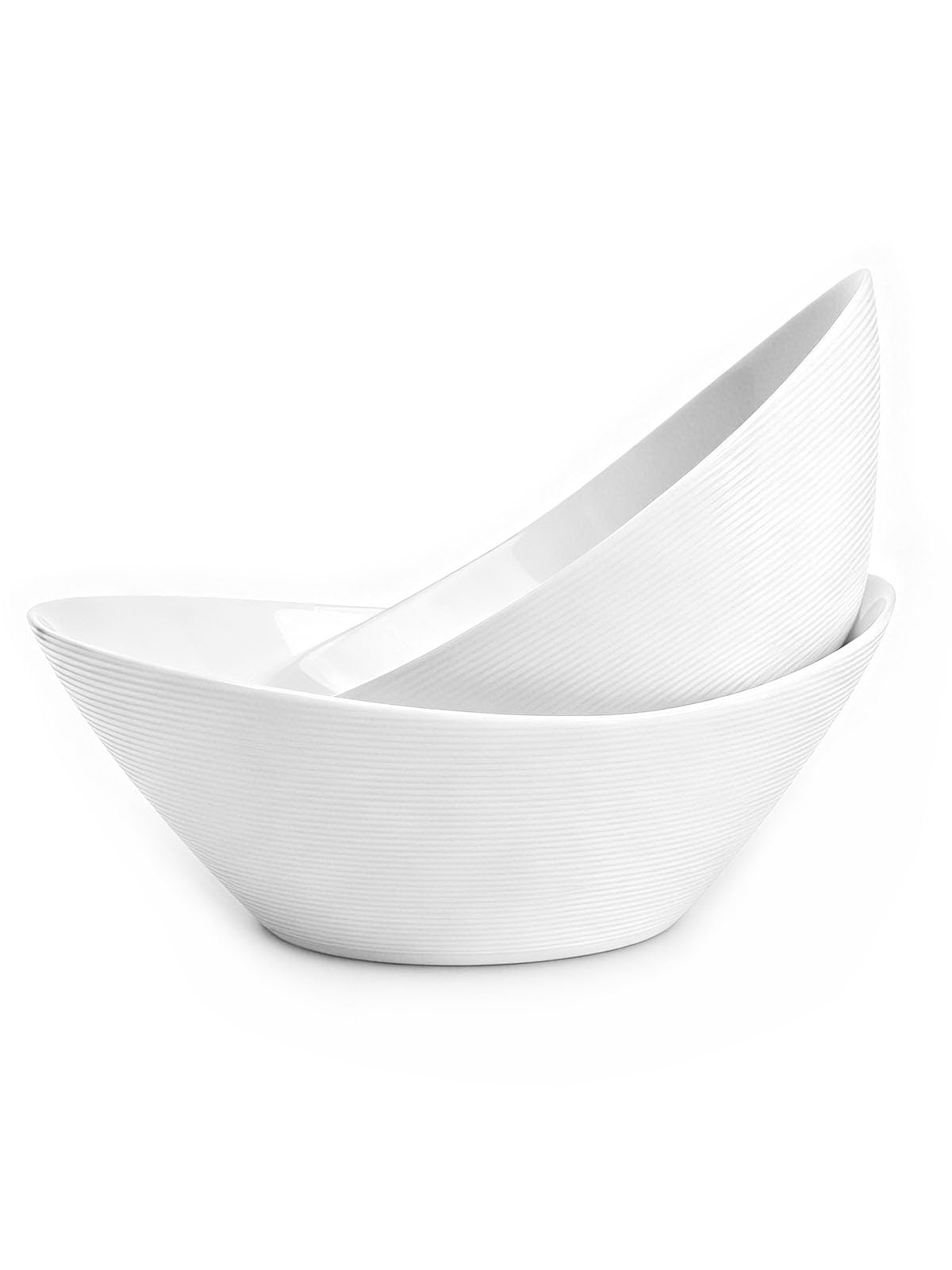 LaGlint 66 OZ Salad Bowl Set of 2, 10 Inch White Opal Glass Oval