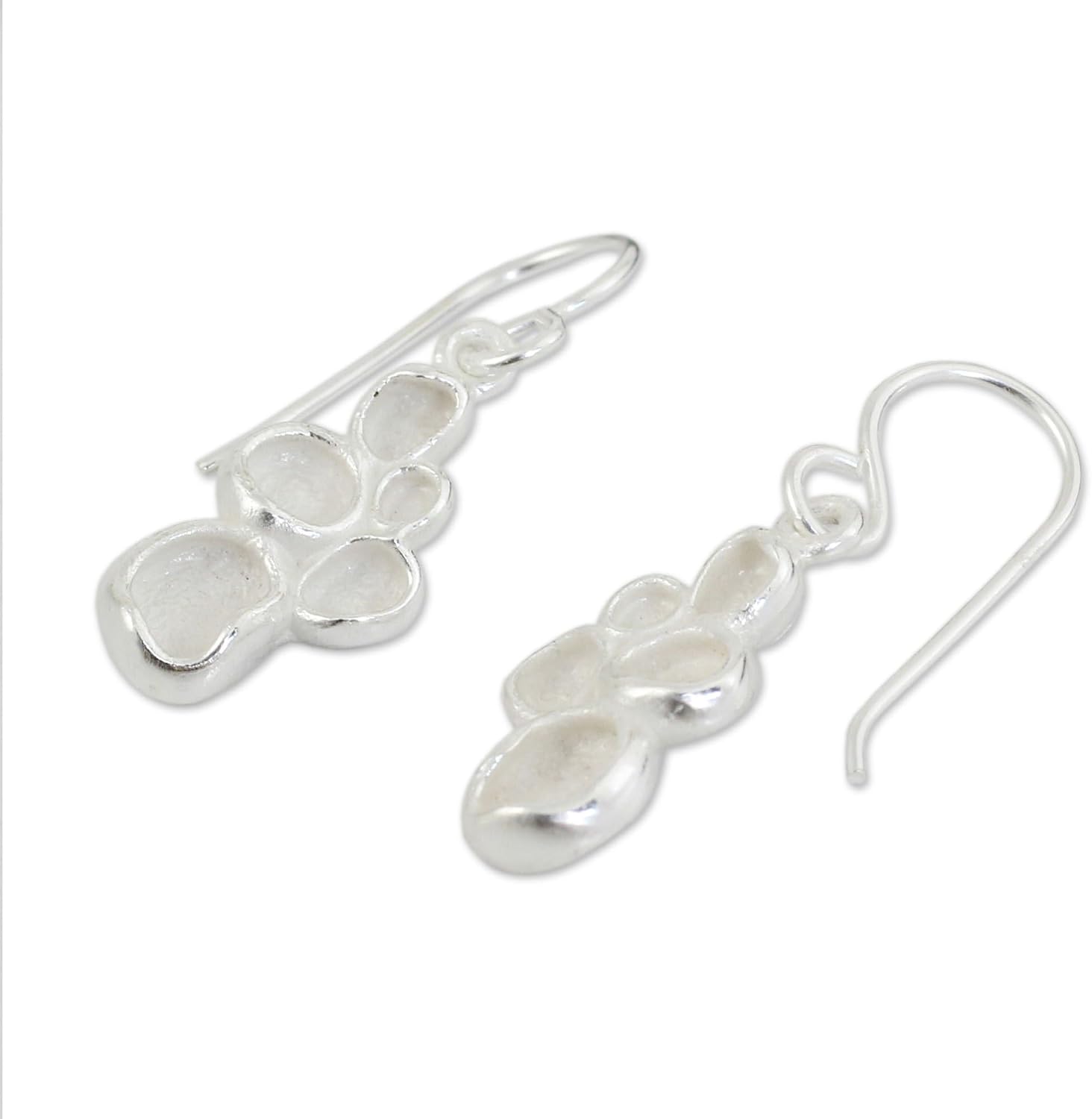 NOVICA Artisan Handmade Sterling Silver Dangle Earrings Original Thai Textured Thailand [1.1 in L x 0.4 in W] ' Seed Pod' image 2