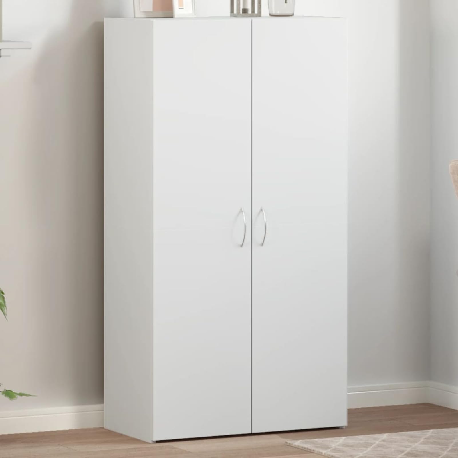 Aktenschrank 60x32x115 cm Weiß aus Holzwerkstoff mit praktischem Türdesign für Büroorganisation