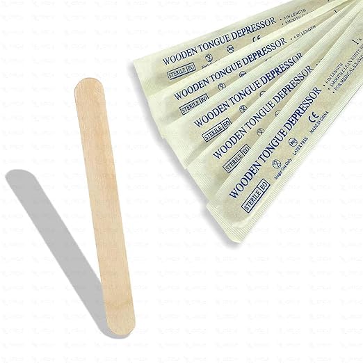 OTICA Sterile Standard Size Wooden Polished Smooth Edges Tongue Depressor, Sterile, Individually Wrapped, Adult, 6 Inch Pack of 100