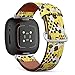 CJBROES Replacement Leather Watch Band, Compatible with Fitbit Versa 3 and Fitbit Sense of Wristband Bracelet Accessory - Grunge Yellow