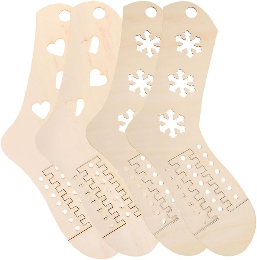 ERINGOGO Adjustable Wood Sock Blockers 2 Pairs DIY Knitting Tools for Crochet Stocking Display Models Sock Stretchers Compatible with Various Sizes