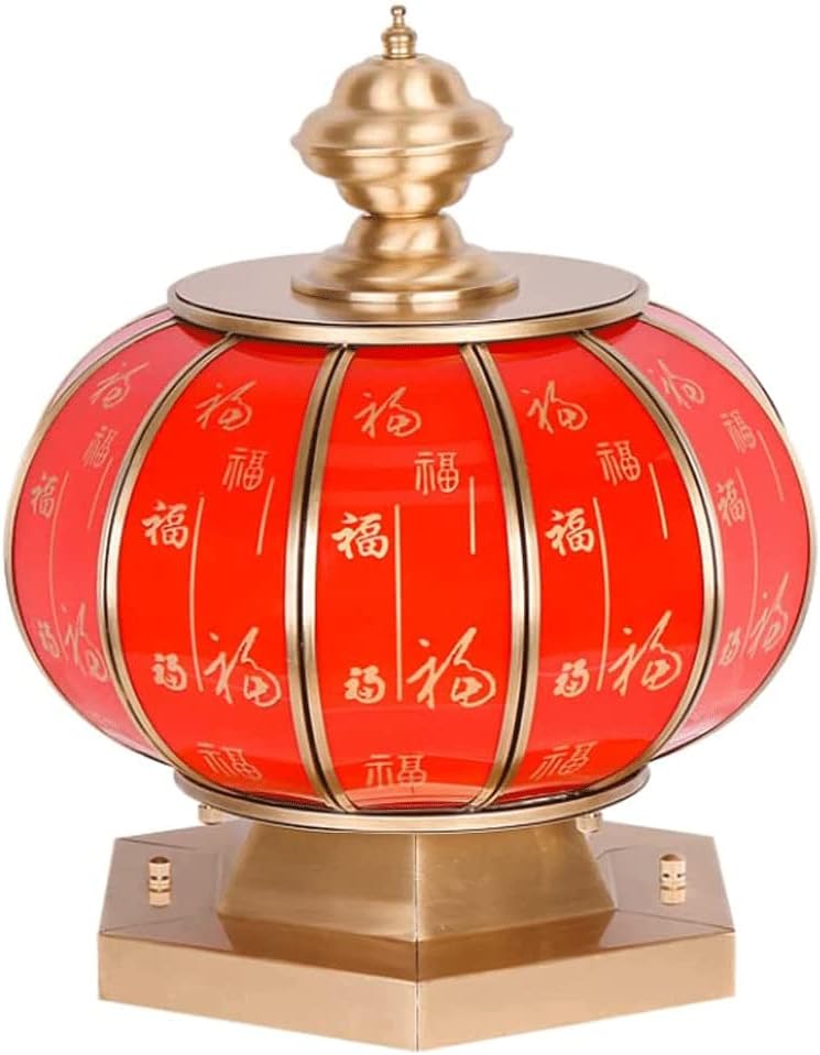 LIOONS Chinese Lanterns New Year Lantern Balcony Outdoor Chinese Floor Lamp Post Paper Lantern Lamp Decorative Fu Lantern