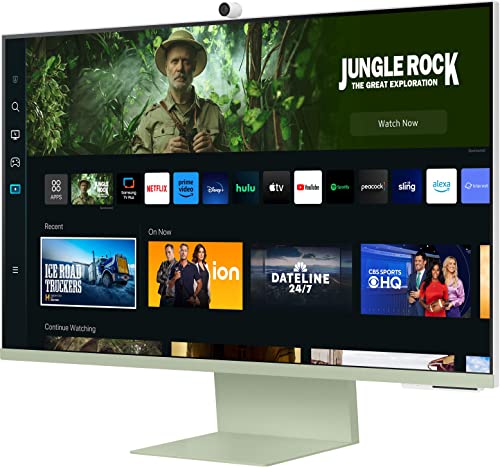 Image of Samsung 32-inch(80cm) M8 4K UHD Smart Monitor, Mouse & Keyboard Control, HAS, Pivot, Type-C, Smart TV apps, Office 365, Dex, Apple Airplay, BT, IOT, Speakers, Remote (LS32CM80GUWXXL, Green)