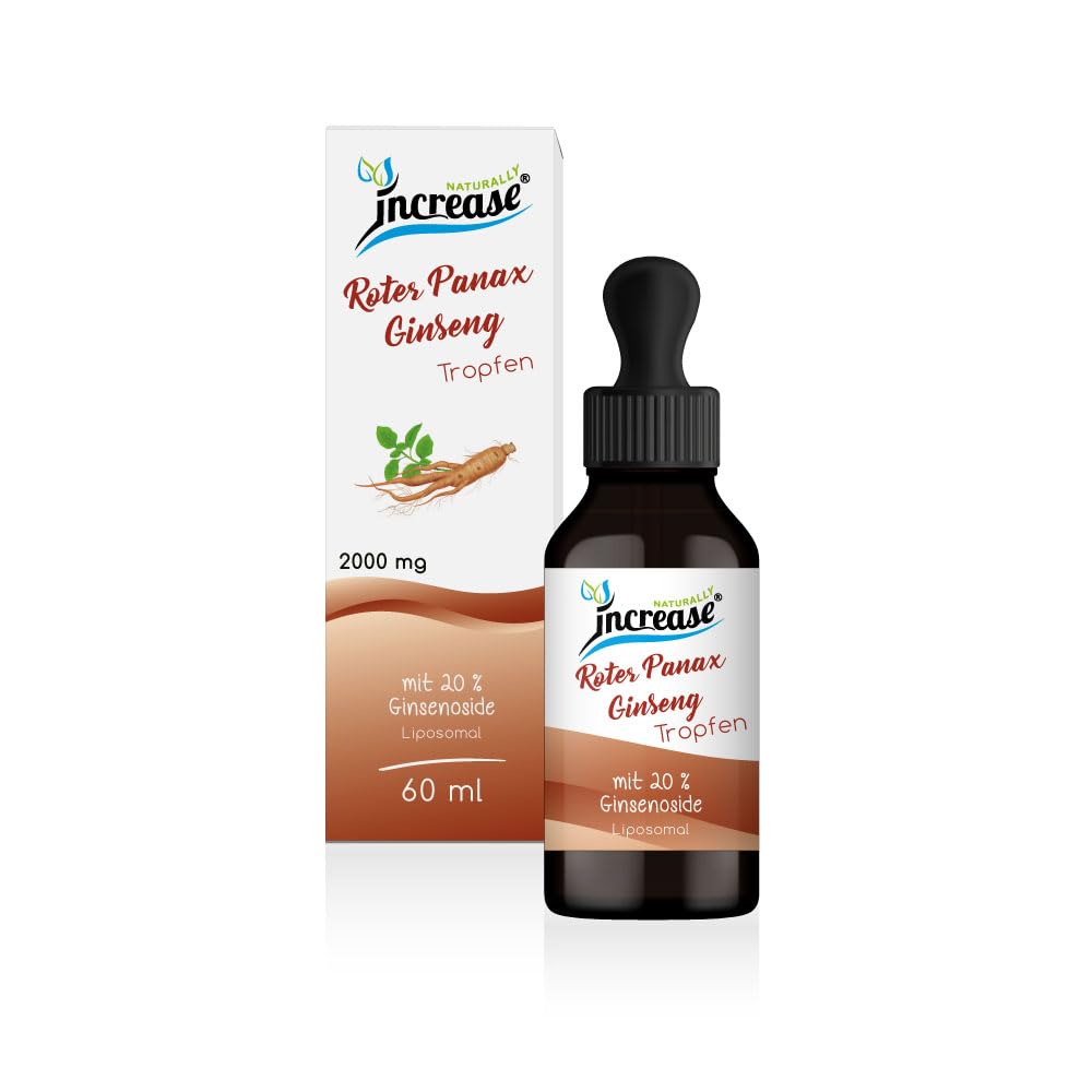 Liposomale Roter Panax Ginseng Tropfen hochdosiert - (60.000mg pro Packung) 2000mg Roter Panax Ginseng pro Tagesdosis davon 400 mg Ginsenoside -MCT Öl -Hohe Bioverfügbarkeit