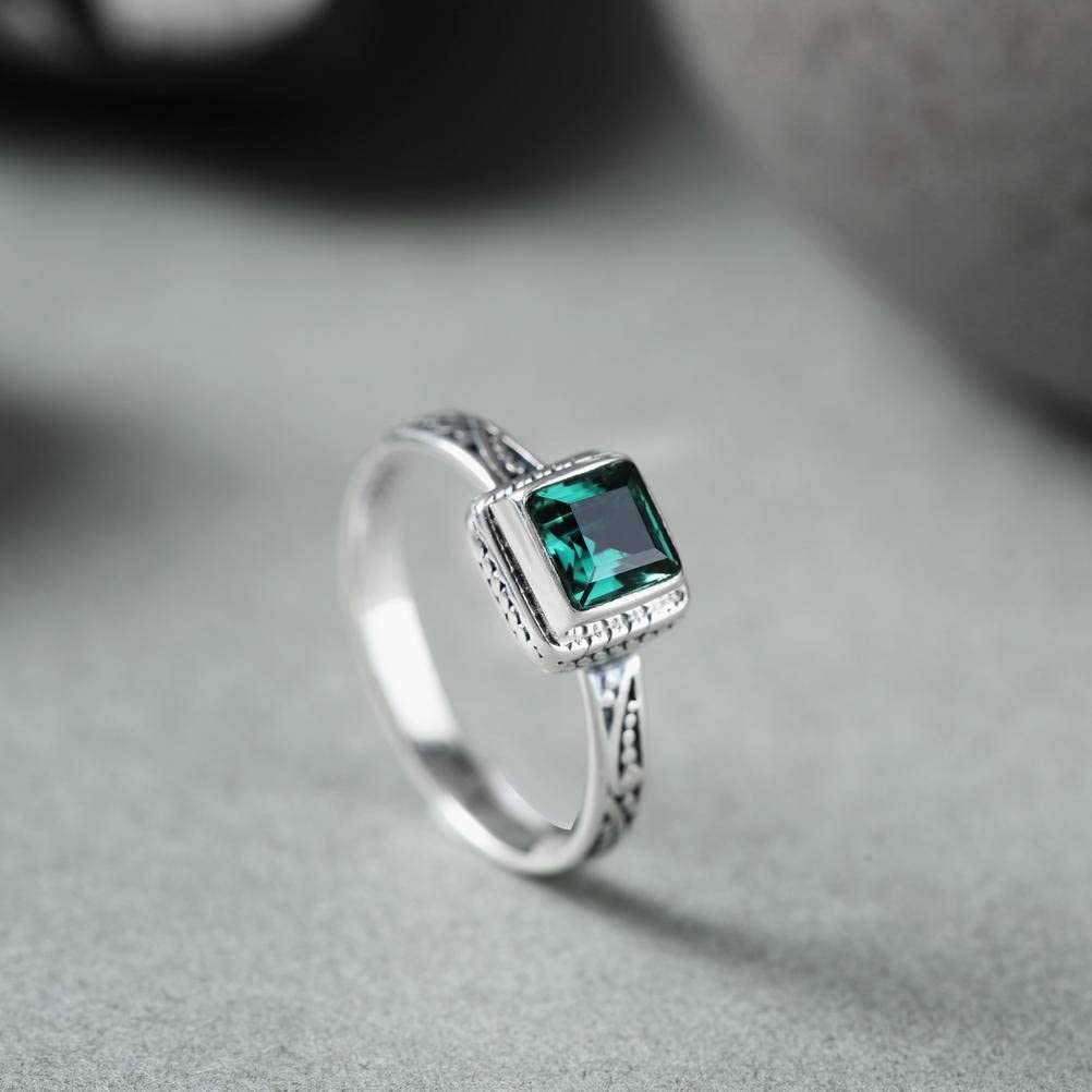 Offener Fingerring aus Sterlingsilber, S925-Sterlingsilber, Kristallring, Paarring, modischer Edelstein-Silberring, Geschenke für Liebhaber, Silber, 13# (Silber 18#)