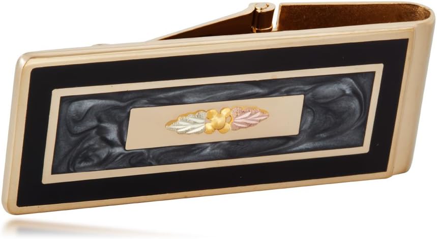 Black Hills Money Clip with 10K Gold Trim, 12k Gold Leaves