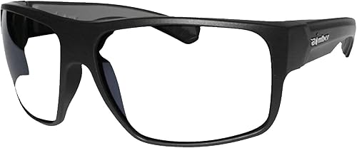 BOMBER Gafas de sol de seguridad antivaho para hombre, marco negro mate con lente de seguridad antiniebla transparente, forro de espuma gris