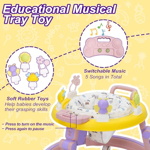Miniatura 9 de Andador Bebes 5 En 1,Tacata Bebe Plegable Con Altura Música,Plegable Asiento Giratorio 360 ,6 Ruedas Silenciosas,Apto Para Niños Y Niñas A Partir De 6 Meses