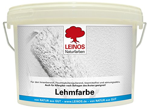 Leinos Naturfarben Lehmfarbe für innen 2,5 Liter – für Lehm, Raufaser, OSB & mehr | sandraue, schimmelvorbeugende & feuchtigkeitsregulierende Wandfarbe für saugfähige, mineralische Untergründe