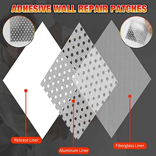 Seloom Drywall Repair Kit, Self Adhesive Fiberglass Mesh Wall Repair Patches, Home Special Wall Hole Quick Repair Aluminum Plate Repair Patch For Damaged Drywall Ceiling (2In) #TOP2