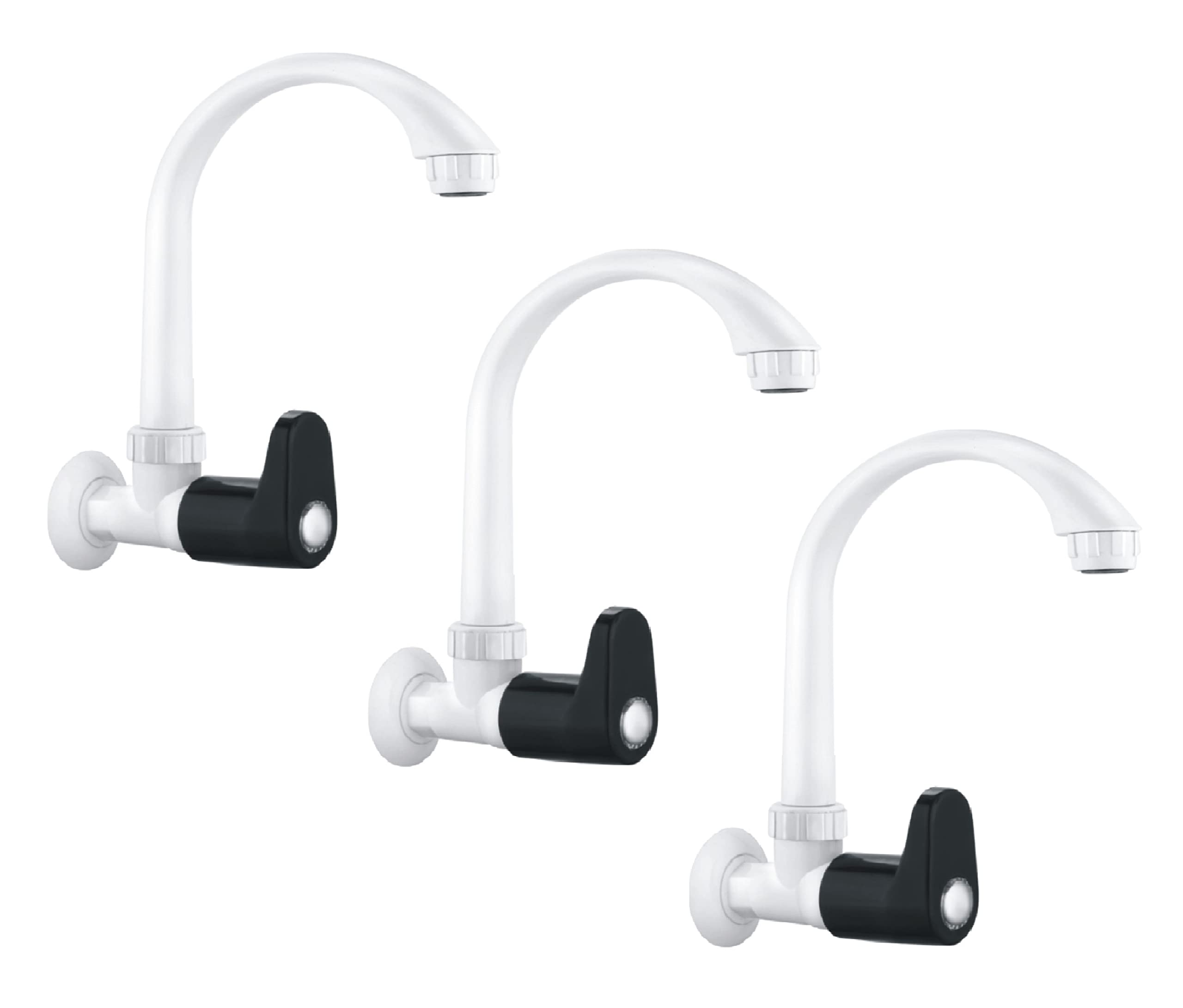 SanituF GX-2011 Junior Sink Cock PTMT Tap | PTMT Galaxy Series Premium Bathroom Fixtures | PTMT Plastic Sink Cock with Wall Flange Tap/Faucet | (Black-White) | (Pack of 3) (B0BR5NCX61) Amazon Price History, Amazon Price Tracker